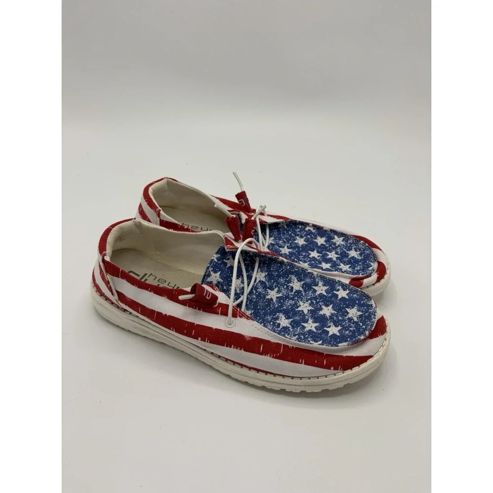 Hey Dude Wendy Star Spangled Women's Size 9 Red White Blue Shoes Patriotic USA